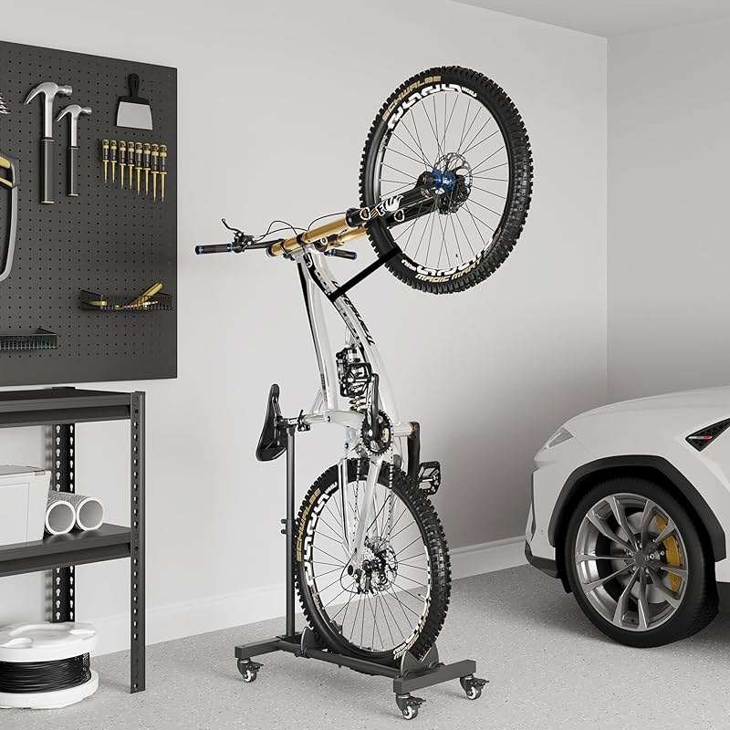 Sttoraboks Vertical Bike Stand, Freestanding Bike Rack Garage Storage Upright Bicycle Floor Stand Indoor Bike Holder with Adjustable Height for Garage & Apartment - for Wheels Sizes up to 29” - Image 3