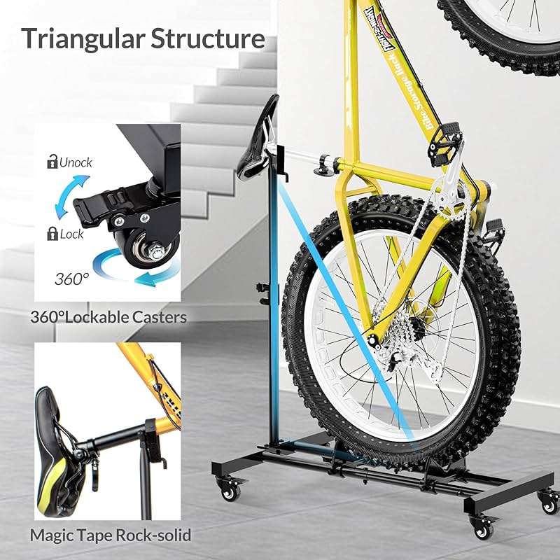 Sttoraboks Vertical Bike Stand, Freestanding Bike Rack Garage Storage Upright Bicycle Floor Stand Indoor Bike Holder with Adjustable Height for Garage & Apartment - for Wheels Sizes up to 29” - Image 7