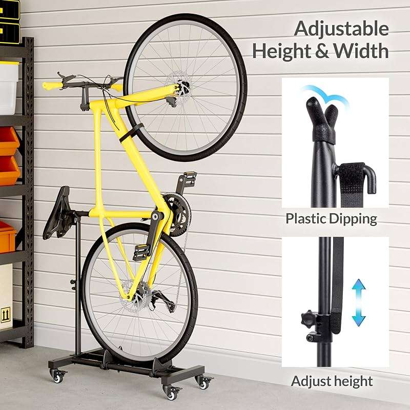Sttoraboks Vertical Bike Stand, Freestanding Bike Rack Garage Storage Upright Bicycle Floor Stand Indoor Bike Holder with Adjustable Height for Garage & Apartment - for Wheels Sizes up to 29” - Image 8