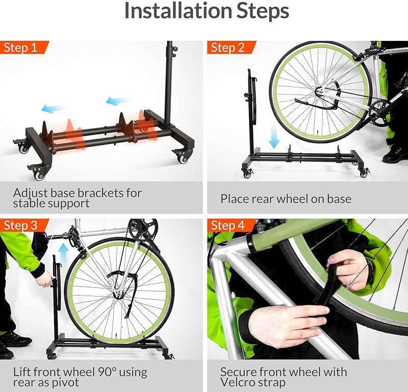 Sttoraboks Vertical Bike Stand, Freestanding Bike Rack Garage Storage Upright Bicycle Floor Stand Indoor Bike Holder with Adjustable Height for Garage & Apartment - for Wheels Sizes up to 29” - Image 9