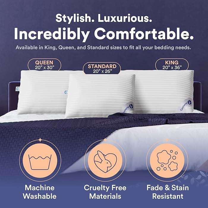 Continental Bedding Serenity Collection 700 Fill Power Hungarian Down Pillow in Low, Medium, Extra Loft - RDS Certified Down - Oeko-TEX 400TC Cotton - Standard, Queen, King - Image 8