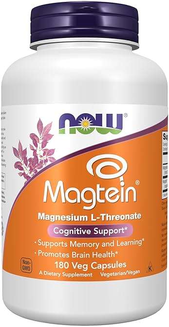 Now Foods Supplements Magtein, Magnesium L-Threonate, Cognitive Support*, 180 Veg Capsules - Image 1