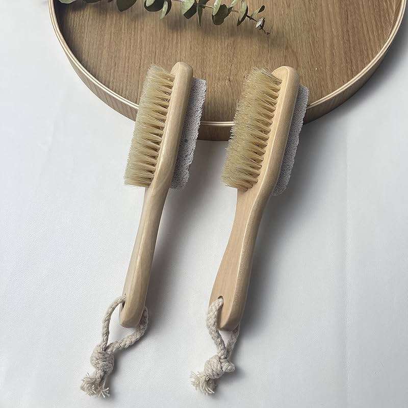 High Thyme FARMacy Pumice Stone for Feet with Natural Bristle Nail Brush – Wooden Handle Foot Callus Remover – Dual-Sided Pedicure Tool for Smooth Skin – 7.25 Inch - Image 6