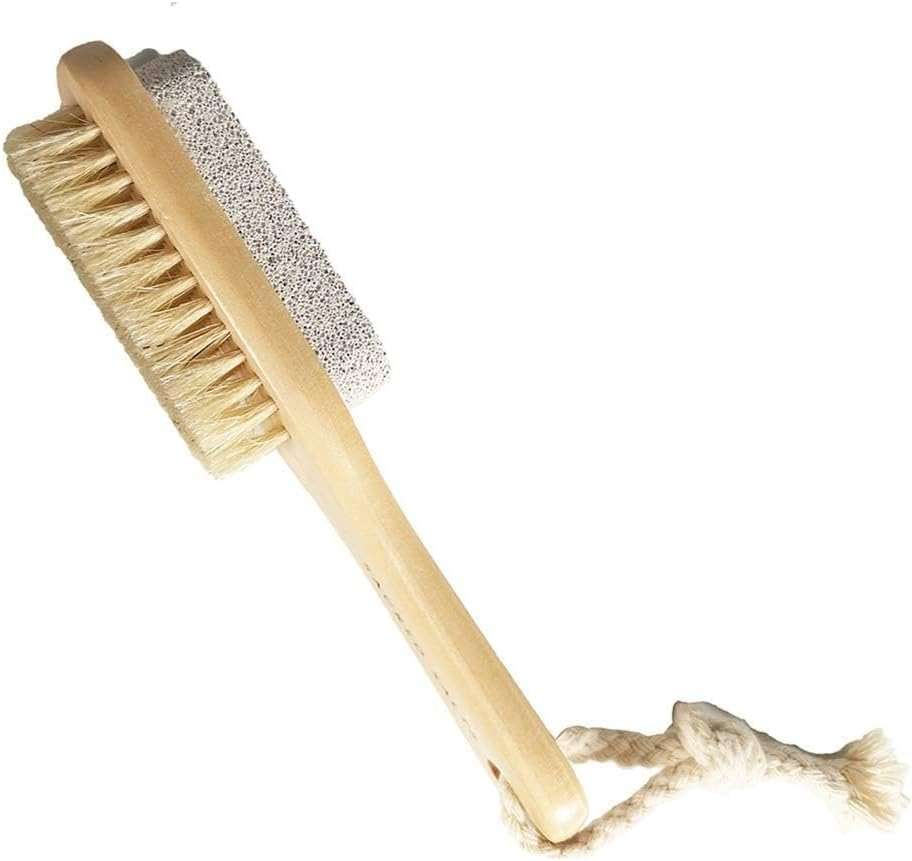 High Thyme FARMacy Pumice Stone for Feet with Natural Bristle Nail Brush – Wooden Handle Foot Callus Remover – Dual-Sided Pedicure Tool for Smooth Skin – 7.25 Inch - Image 7