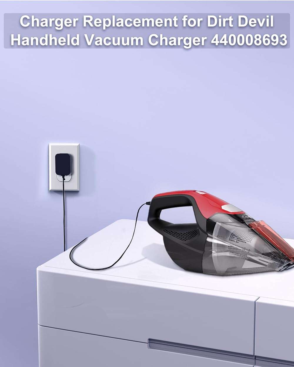 WUKUR Charger for Dirt Devil Versa Vacuum BD22025 BD22050 BD30025 BD22052 BD30025BFD BD10315B Replacement for Dirt Devil Vacuum Cleaner Charger 440013094 440008693 with 5.9FT Power Cord - Image 4