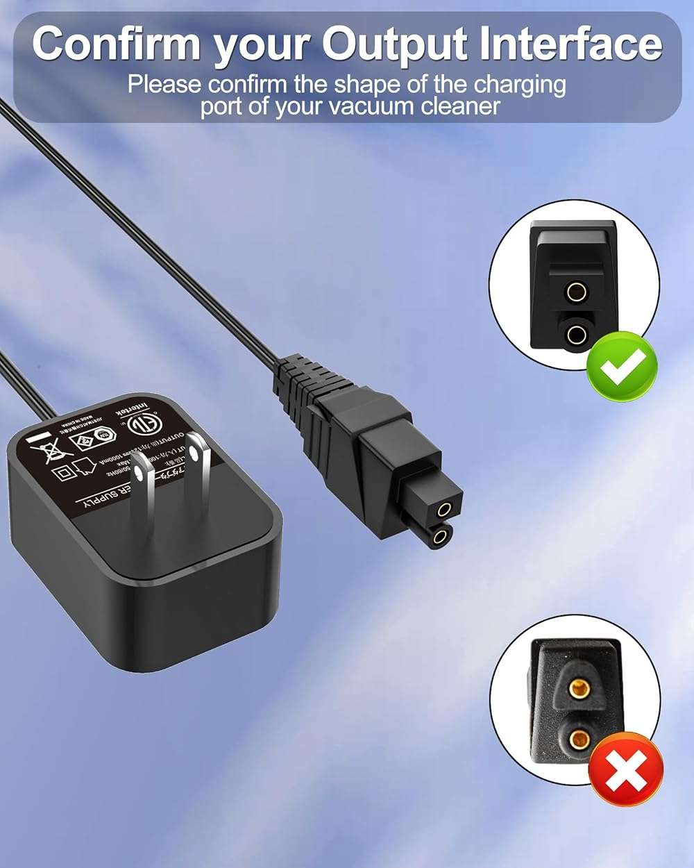 WUKUR Charger for Dirt Devil Versa Vacuum BD22025 BD22050 BD30025 BD22052 BD30025BFD BD10315B Replacement for Dirt Devil Vacuum Cleaner Charger 440013094 440008693 with 5.9FT Power Cord - Image 5