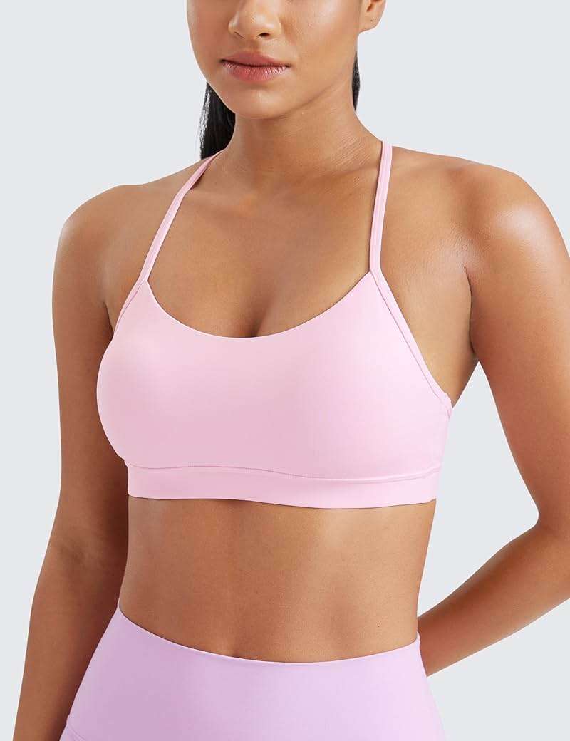CRZ YOGA Butterluxe Y Back Sports Bras for Women - Padded Racerback Low Impact Spaghetti Thin Strap Workout Yoga Top - Image 2