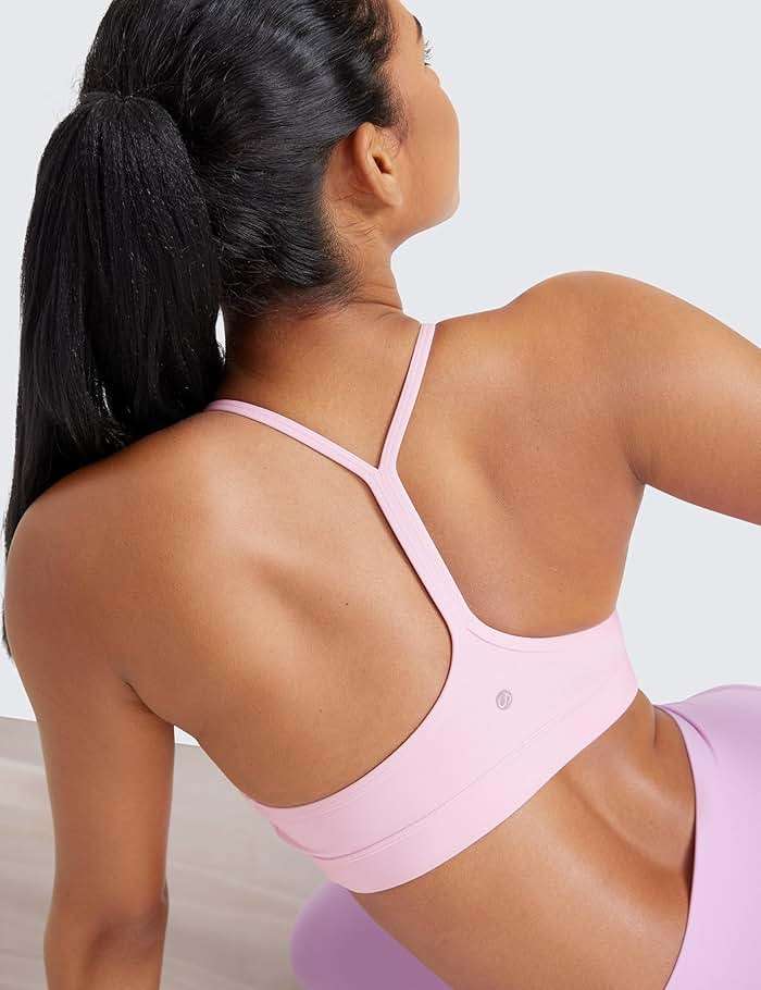 CRZ YOGA Butterluxe Y Back Sports Bras for Women - Padded Racerback Low Impact Spaghetti Thin Strap Workout Yoga Top - Image 4