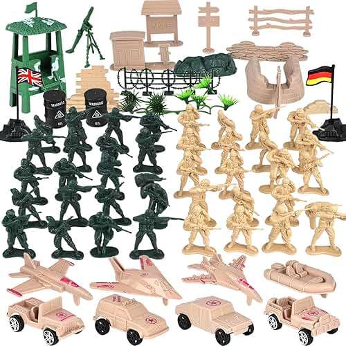 3 otters 120PCS Army Men Playset, Military Soldier Toys Army Men Action Figures, with Vehicles Aircrafts Assault Boats, Stocking Stuffers for Kids Boys Ages 3+ - Image 1