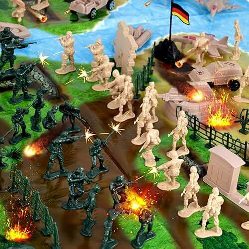 3 otters 120PCS Army Men Playset, Military Soldier Toys Army Men Action Figures, with Vehicles Aircrafts Assault Boats, Stocking Stuffers for Kids Boys Ages 3+ - Image 2