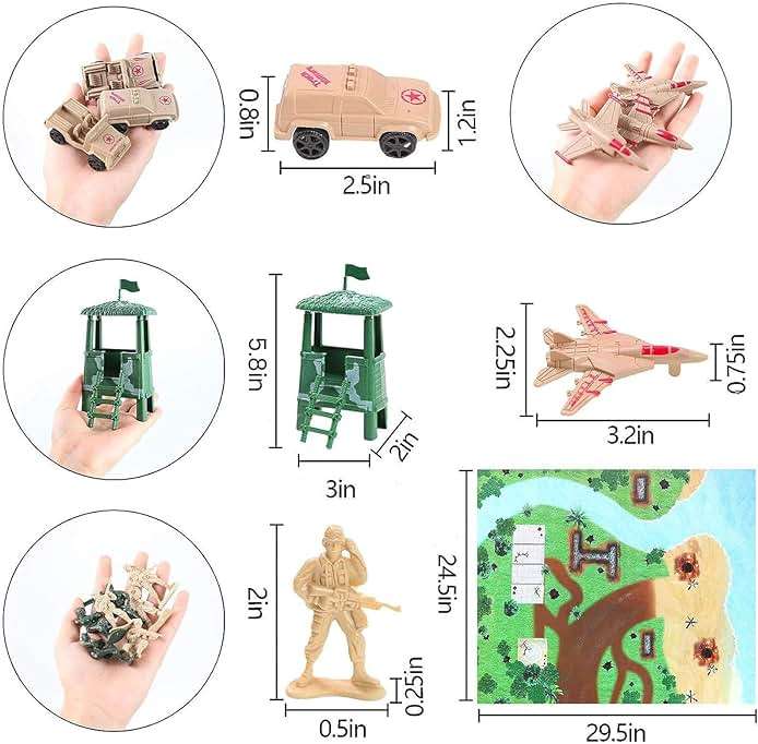 3 otters 120PCS Army Men Playset, Military Soldier Toys Army Men Action Figures, with Vehicles Aircrafts Assault Boats, Stocking Stuffers for Kids Boys Ages 3+ - Image 3