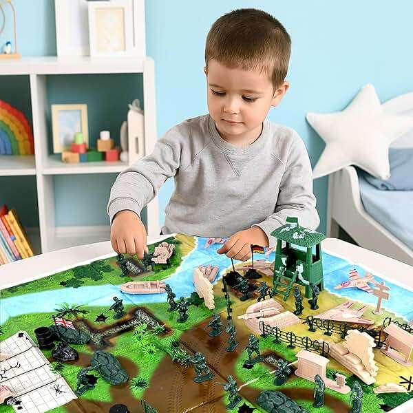 3 otters 120PCS Army Men Playset, Military Soldier Toys Army Men Action Figures, with Vehicles Aircrafts Assault Boats, Stocking Stuffers for Kids Boys Ages 3+ - Image 5