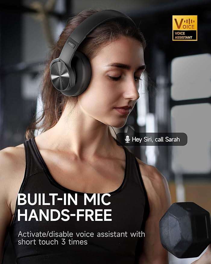 Picun B8 Bluetooth Headphones, 120H Playtime Headphone Wireless Bluetooth with 3 EQ Modes, Low Latency, Hands-Free Calls, Over Ear Headphones for Travel Home Office Cellphone PC Black - Image 4