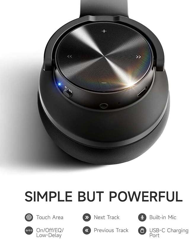 Picun B8 Bluetooth Headphones, 120H Playtime Headphone Wireless Bluetooth with 3 EQ Modes, Low Latency, Hands-Free Calls, Over Ear Headphones for Travel Home Office Cellphone PC Black - Image 7