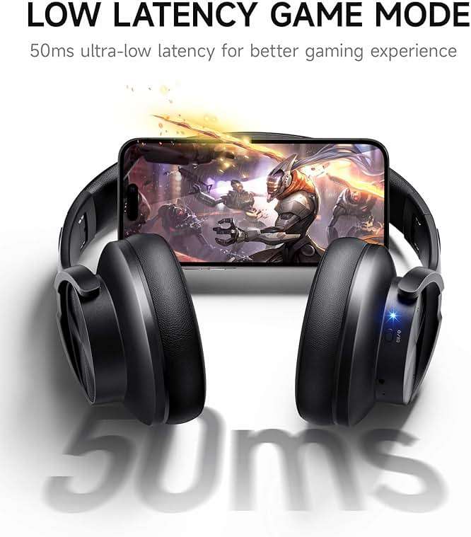 Picun B8 Bluetooth Headphones, 120H Playtime Headphone Wireless Bluetooth with 3 EQ Modes, Low Latency, Hands-Free Calls, Over Ear Headphones for Travel Home Office Cellphone PC Black - Image 8