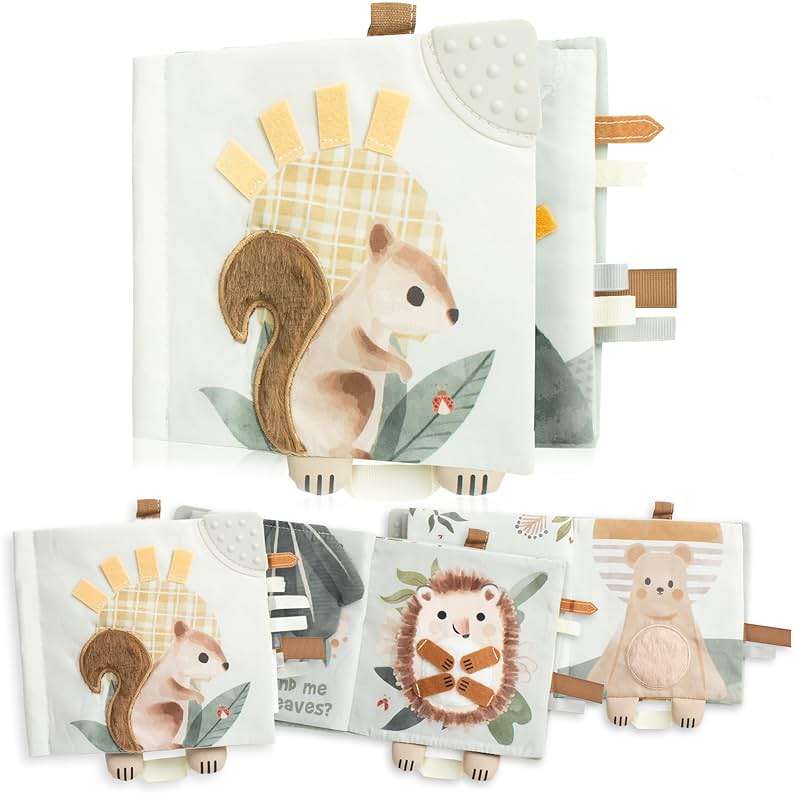 Soft Baby Book with Touch and Feel Pages - Cute Sensory Book for Babies 0-6, 6-12 & 12-18 Months with Mirror & Crinkle Paper - The Perfect Busy Book Toy for Baby Showers Or as a Newborn / Infant Gift - Image 1