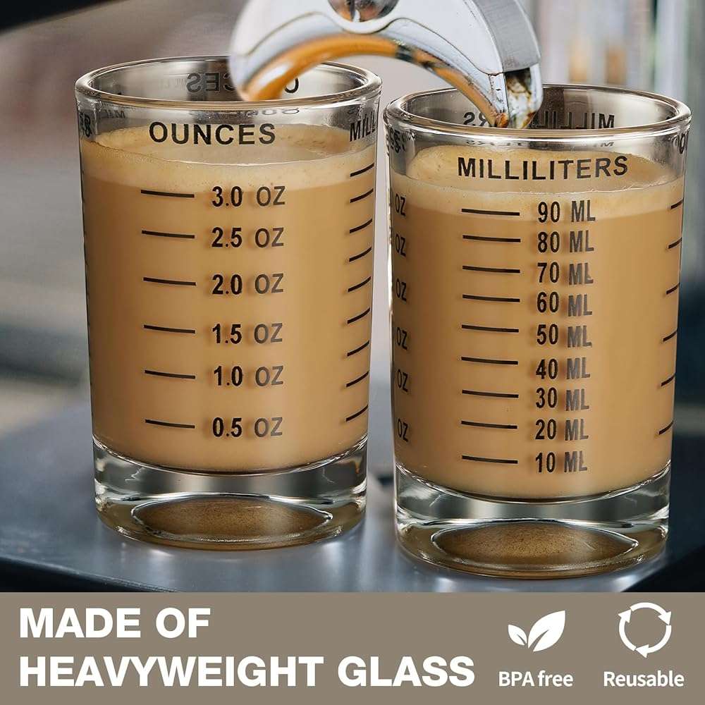 Hlukana 2 Pack Shot Glass Measuring Cup, 3 Ounce Heavy Base Jigger, Espresso Shot Glass, Liquid Glass Cup, Round Shot Glasses, Small Glass Shot Cups for Vodka, Whiskey, Tequila, Espresso, Liquor - Image 3