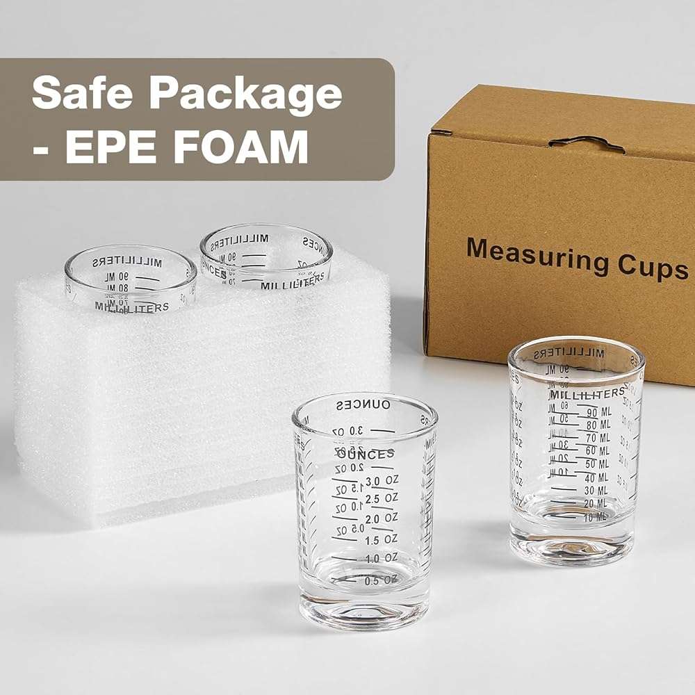 Hlukana 2 Pack Shot Glass Measuring Cup, 3 Ounce Heavy Base Jigger, Espresso Shot Glass, Liquid Glass Cup, Round Shot Glasses, Small Glass Shot Cups for Vodka, Whiskey, Tequila, Espresso, Liquor - Image 5