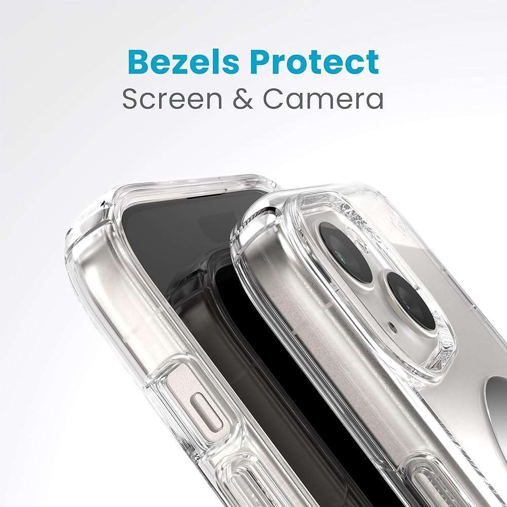 Speck Clear iPhone 17e,15 Case - ClickLock No-Slip Interlock, Built for MagSafe, Drop Protection - for iPhone 15, iPhone 14 & iPhone 13 - Anti-Yellowing 6.1 Inch Phone Case - Presidio Clear/Chrome - Image 6