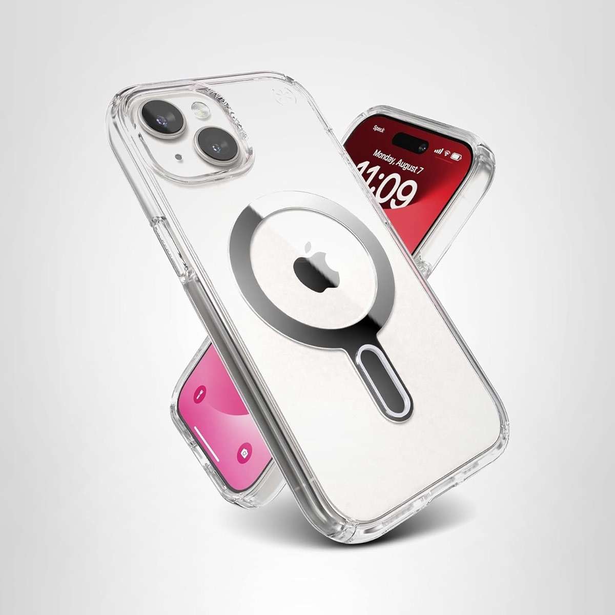 Speck Clear iPhone 17e,15 Case - ClickLock No-Slip Interlock, Built for MagSafe, Drop Protection - for iPhone 15, iPhone 14 & iPhone 13 - Anti-Yellowing 6.1 Inch Phone Case - Presidio Clear/Chrome - Image 7