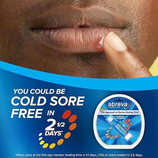 Bundle of Abreva Cold Sore Treatment Rapid Pain Relief Cream - 1 Tube, 3 Grams + Abreva 10 Percent Docosanol Cold Sore Treatment, Treats Your Fever Blister in 2.5 Days - 0.07 oz Pump - Image 3