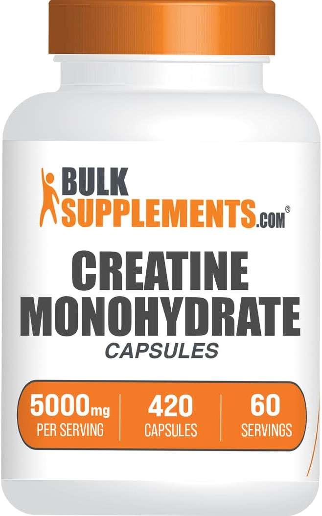BulkSupplements.com Creatine Monohydrate Capsules - Micronized Creatine Pills - Gluten Free, 7 Capsules per Serving (5000mg), 420 Count (Pack of 1) - Image 1