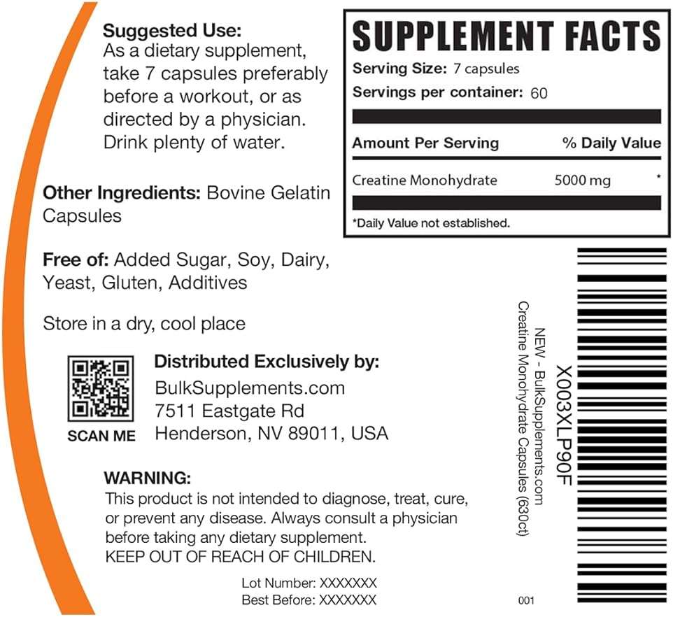 BulkSupplements.com Creatine Monohydrate Capsules - Micronized Creatine Pills - Gluten Free, 7 Capsules per Serving (5000mg), 420 Count (Pack of 1) - Image 7