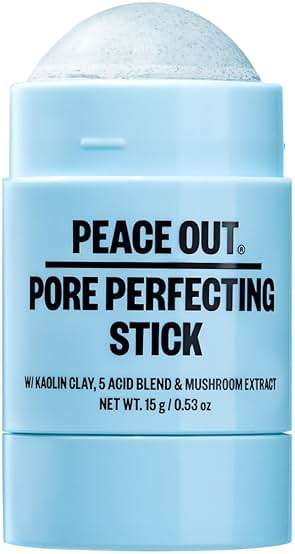 PEACE OUT Pore Perfecting Stick With Kaolin Clay to Clear Clogged Pores, Exfoliating Face Cleanser with Glycolic and Salicylic Acids, Draw Out Dirt & Oil (0.53 oz) - Image 1