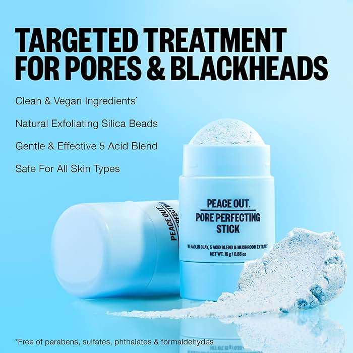 PEACE OUT Pore Perfecting Stick With Kaolin Clay to Clear Clogged Pores, Exfoliating Face Cleanser with Glycolic and Salicylic Acids, Draw Out Dirt & Oil (0.53 oz) - Image 5