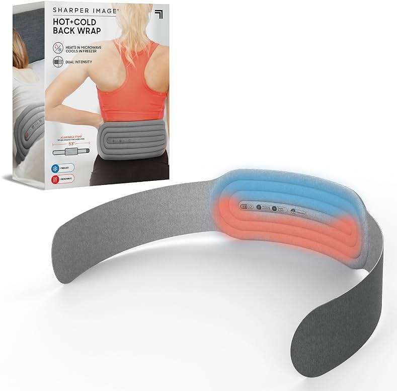 Sharper Image® Hot + Cold Back Wrap, Adjustable Fit, Soothing Heat & Revitalizing Cold Therapy, Portable Ice Pack, Workout Soreness Recovery Compression, Lumbar Heating Pad, Period Cramp Pain Relief - Image 2