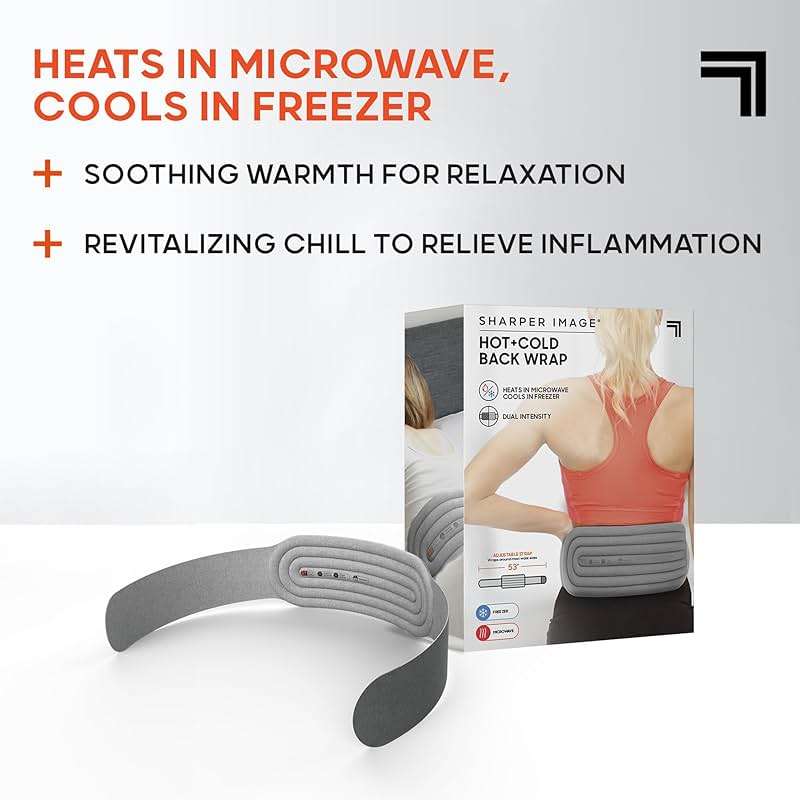 Sharper Image® Hot + Cold Back Wrap, Adjustable Fit, Soothing Heat & Revitalizing Cold Therapy, Portable Ice Pack, Workout Soreness Recovery Compression, Lumbar Heating Pad, Period Cramp Pain Relief - Image 4