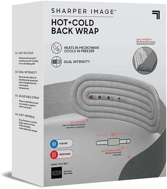 Sharper Image® Hot + Cold Back Wrap, Adjustable Fit, Soothing Heat & Revitalizing Cold Therapy, Portable Ice Pack, Workout Soreness Recovery Compression, Lumbar Heating Pad, Period Cramp Pain Relief - Image 10