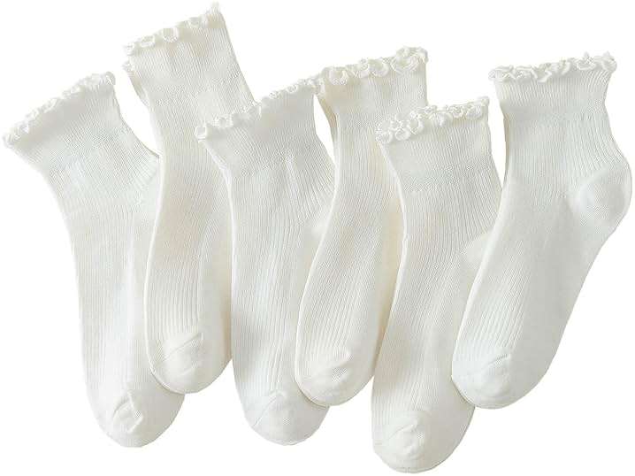 Hstyle 6 Pairs of Ruffle Socks Women, Cute Ruffle Ankle Socks - Image 1