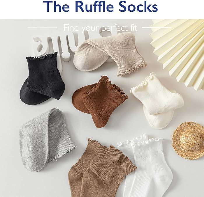 Hstyle 6 Pairs of Ruffle Socks Women, Cute Ruffle Ankle Socks - Image 4