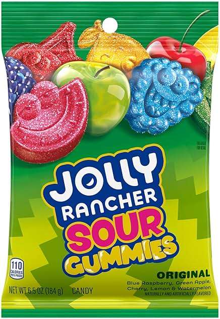 JOLLY RANCHER Sour Gummies Assorted Fruit Flavored Candy Bag, 6.5 oz - Image 3