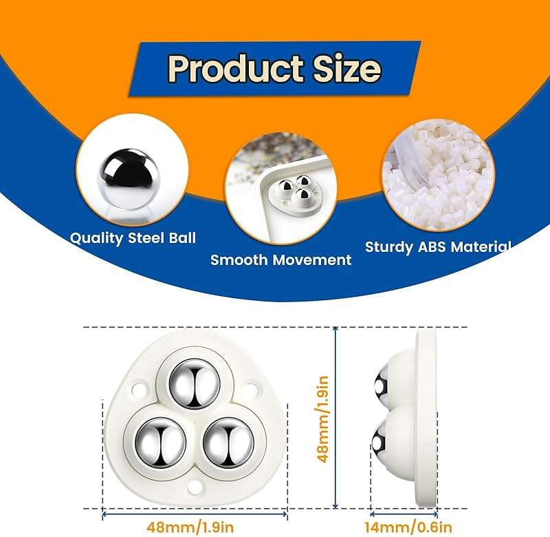TRVL FIELDER Self Adhesive Caster Wheels, Appliance Slider Appliance Rollers for Kitchen Countertop, 360° Mini Universal Casters Counter Small Slider Roller for Coffee Maker, Air Fryer (White, 8 PCS) - Image 2