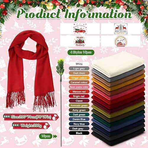 Shinymoon 16 Sets Christmas Scarf Bulk Shawls and Wraps Women Christmas Favors - Image 2