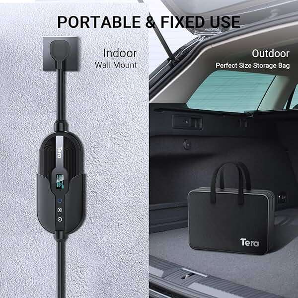 Tera Electric Vehicle Charger for Tesla: Level 1 & 2 J1772 32A 8A 110V 240V ETL Energy Star Wall Connector Dual Use EV Portable NEMA 14-50 & 5-15 Wi-Fi Enabled 25FT Cable with Holder P01 - Image 6