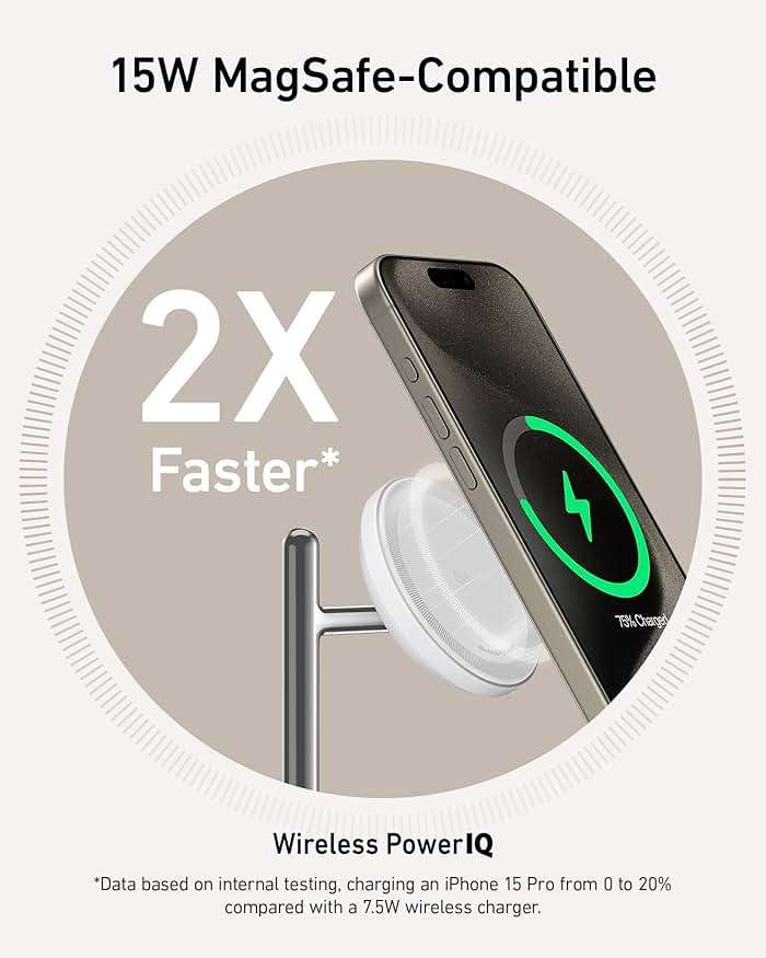Anker MagSafe Charger Stand Compatible, iPhone 17 MagGo 3 in 1 Wireless Charging Station,Qi2 Certified 15W Wireless Charger, Desk Accessory, for iPhone 15/14/13/12 Series Apple Watch, AirPods - Image 2