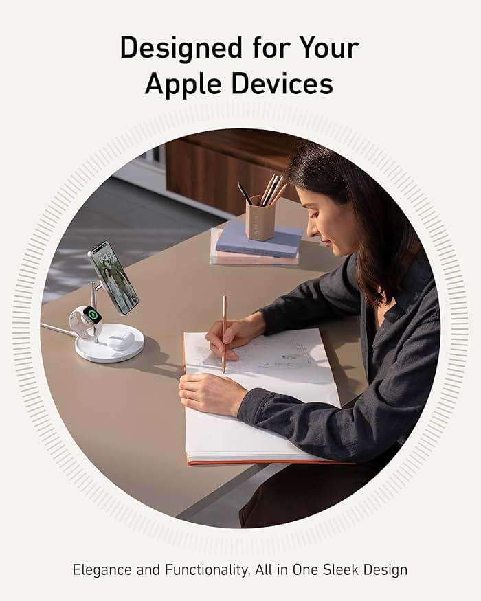 Anker MagSafe Charger Stand Compatible, iPhone 17 MagGo 3 in 1 Wireless Charging Station,Qi2 Certified 15W Wireless Charger, Desk Accessory, for iPhone 15/14/13/12 Series Apple Watch, AirPods - Image 3