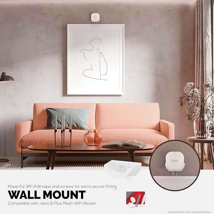 Drill Free Wall Mount for EERO 6+, 6 Plus Router (ONLY Works with 6 Plus), Strong VHB Adhesive, Easy to Install, Reduce Interference & Increase Range, Stick On & Screw-in Mounting by Brainwavz - Image 4