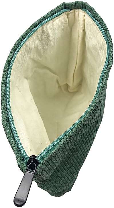 GUTGNK Corduroy Ladies Cosmetic Bag, Large Capacity Canvas Cosmetic Bag Travel Toiletry Bag Accessories Organizer, Grass Green - Image 6
