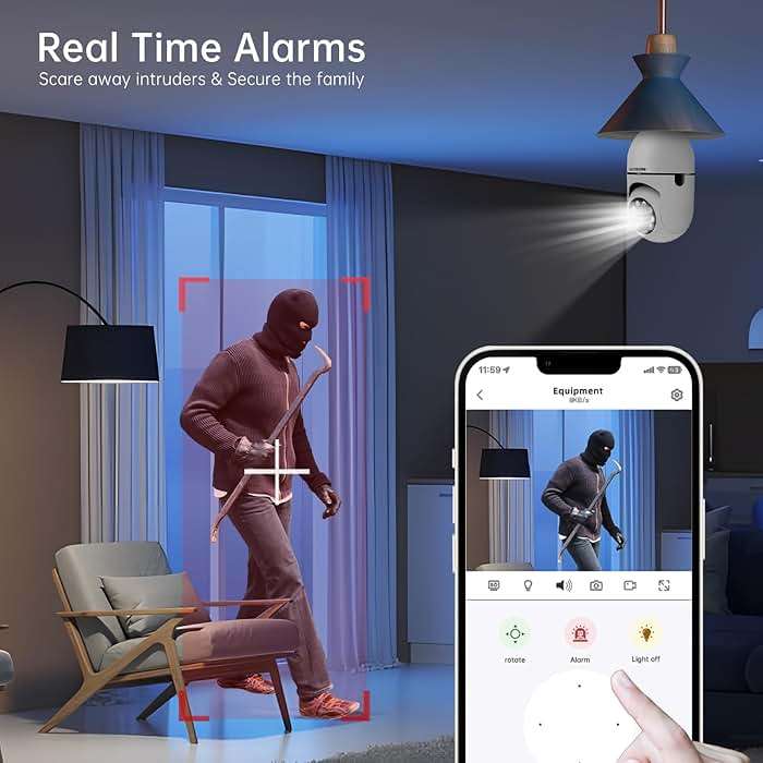 WESECUU Light Bulb Security Camera -5G& 2.4GHz WiFi 2K Security Cameras Wireless Outdoor Motion Detection and Alarm,Two-Way Talk,Color Night Vision,Human Detection, Bulb Camera Compatible with Alexa - Image 5