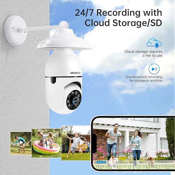 WESECUU Light Bulb Security Camera -5G& 2.4GHz WiFi 2K Security Cameras Wireless Outdoor Motion Detection and Alarm,Two-Way Talk,Color Night Vision,Human Detection, Bulb Camera Compatible with Alexa - Image 9