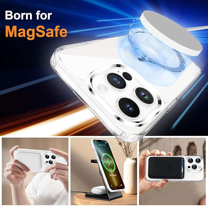 ORETECH Magnetic for iPhone 13 Pro Max Case, [Compatible with MagSafe] [2 Pcs Screen Protectors] [15 FT Drop Protection] Transparent Back Shockproof Bumper Protective Phone Cover - Clear - Image 3