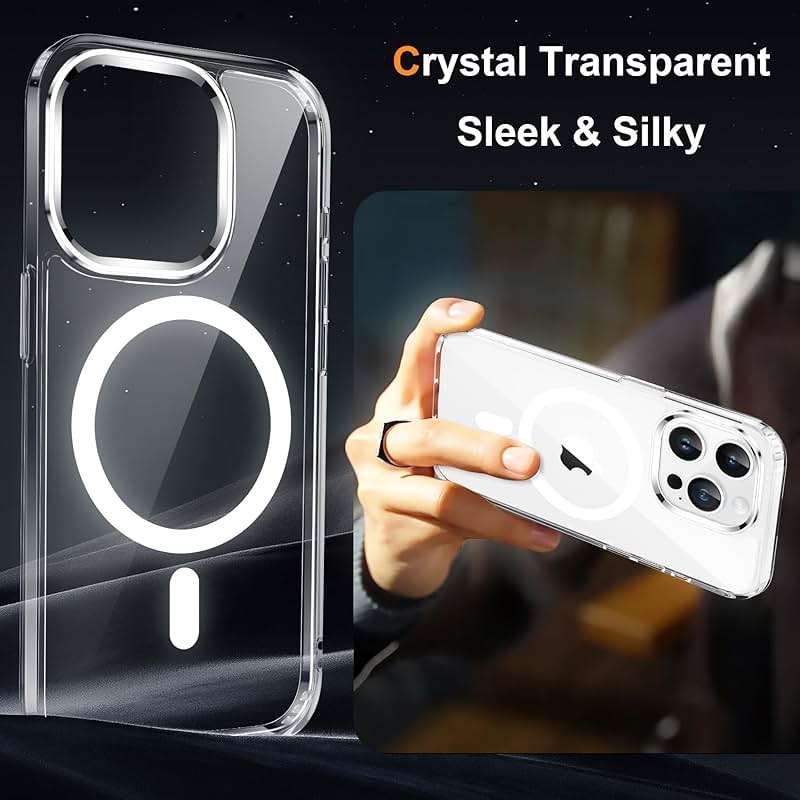 ORETECH Magnetic for iPhone 13 Pro Max Case, [Compatible with MagSafe] [2 Pcs Screen Protectors] [15 FT Drop Protection] Transparent Back Shockproof Bumper Protective Phone Cover - Clear - Image 5