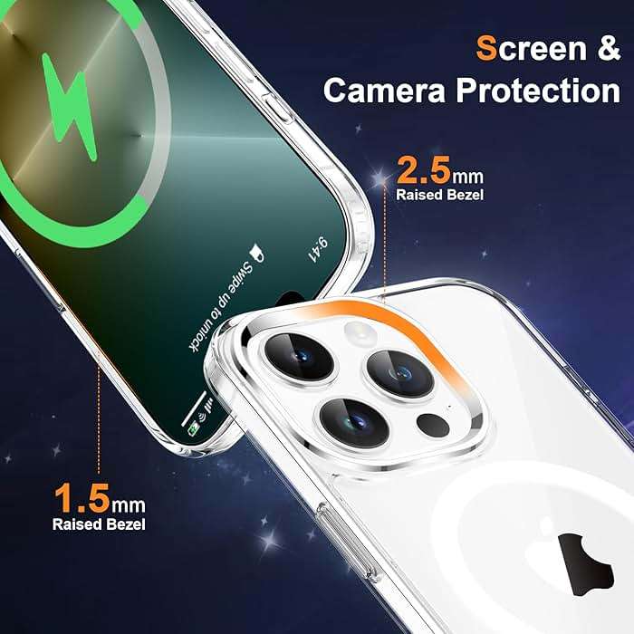 ORETECH Magnetic for iPhone 13 Pro Max Case, [Compatible with MagSafe] [2 Pcs Screen Protectors] [15 FT Drop Protection] Transparent Back Shockproof Bumper Protective Phone Cover - Clear - Image 7