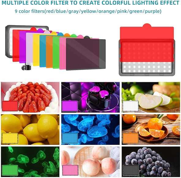 LED Video Light Kit 2Pcs, Hagibis Studio Lights 18 Color Filters for Photography Lighting with Adjustable Tripod Stand Streaming Lights for Photo Camera Recording Computer Zoom Stream TikTok YouTube - Image 2