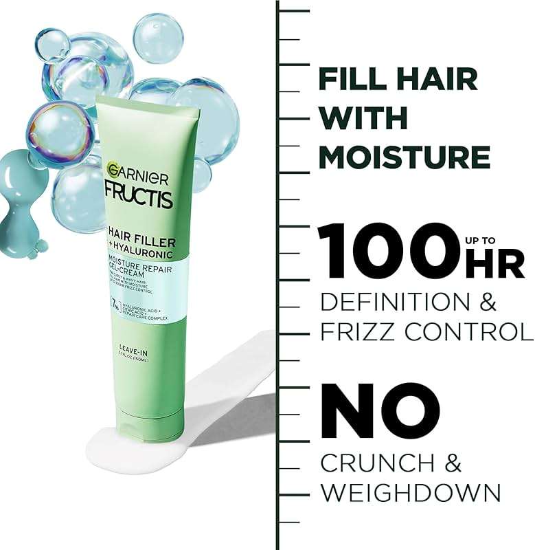 Garnier Fructis Hair Filler Moisture Repair Gel-Cream, Hair Gel for Curls and Waves with Hyaluronic Acid, 5.1 Fl Oz, 1 Count - Image 4