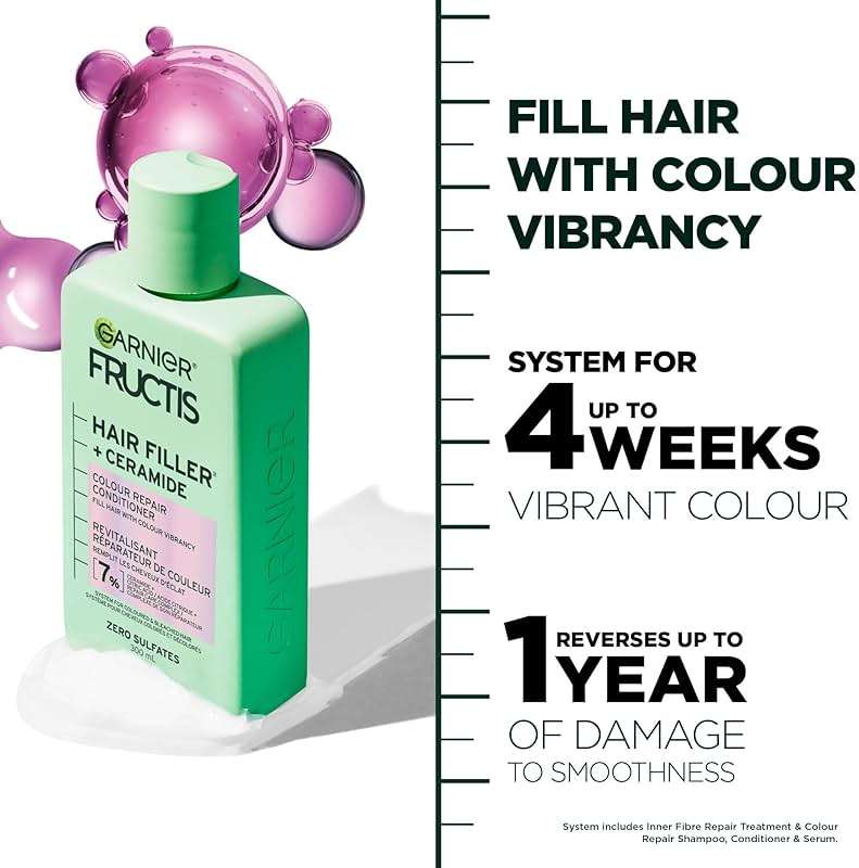 Garnier Fructis Hair Filler Color Repair Conditioner with Ceramide, Smoothing & Sulfate Free Conditioner for Colored, Bleached Hair, 10.1 Fl Oz, 1 Count - Image 2